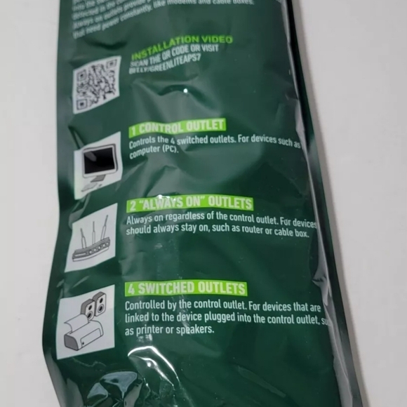 One Greenlite Tier 1 Advanced 7 Outlet Surge Power Strip 1440 Joules For TV, PC - Picture 4 of 5